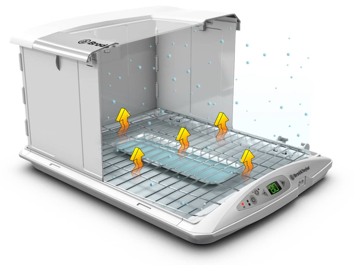 Proofer water tray showing humidity