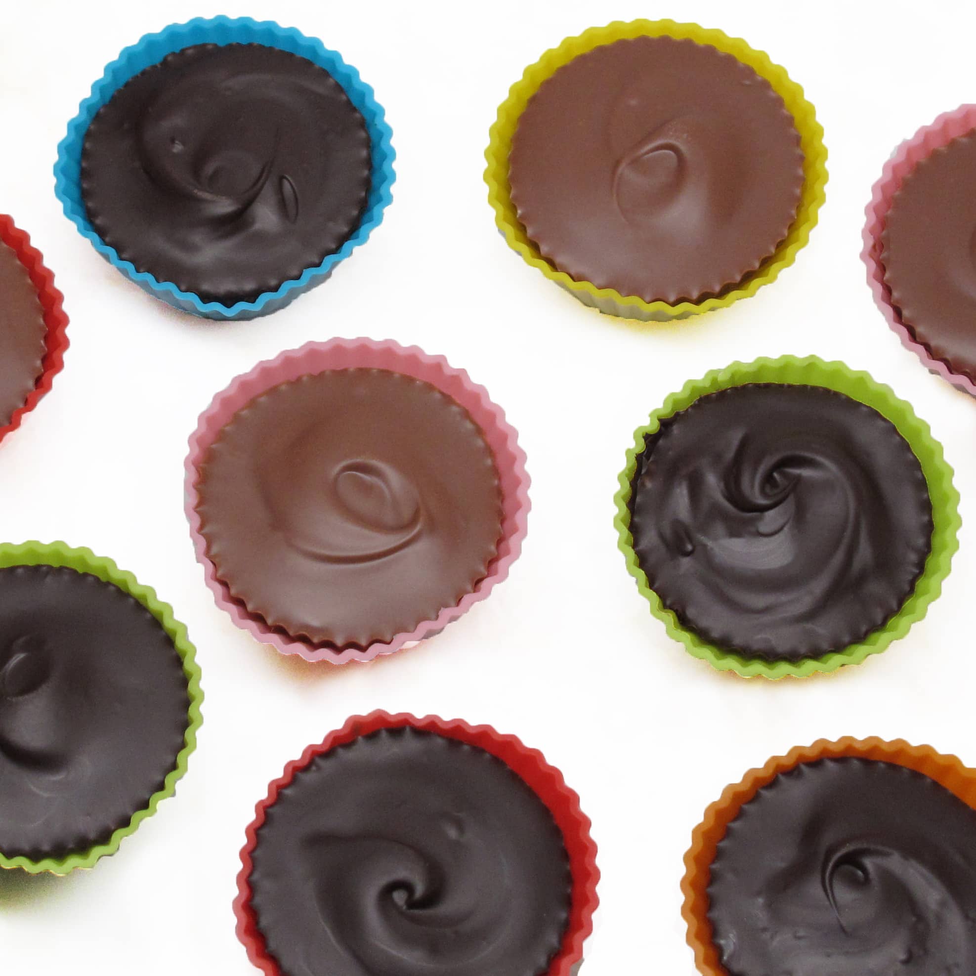 Peanut butter cups in silicone chocolate molds