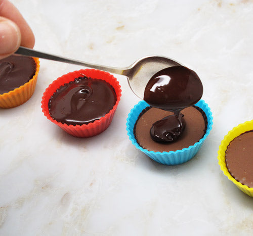 Peanut butter cups with chocolate topping