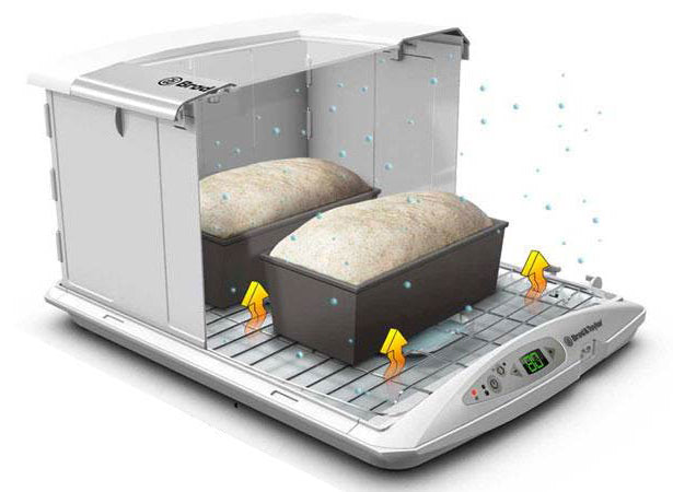 Proofing bread with a water tray illustration