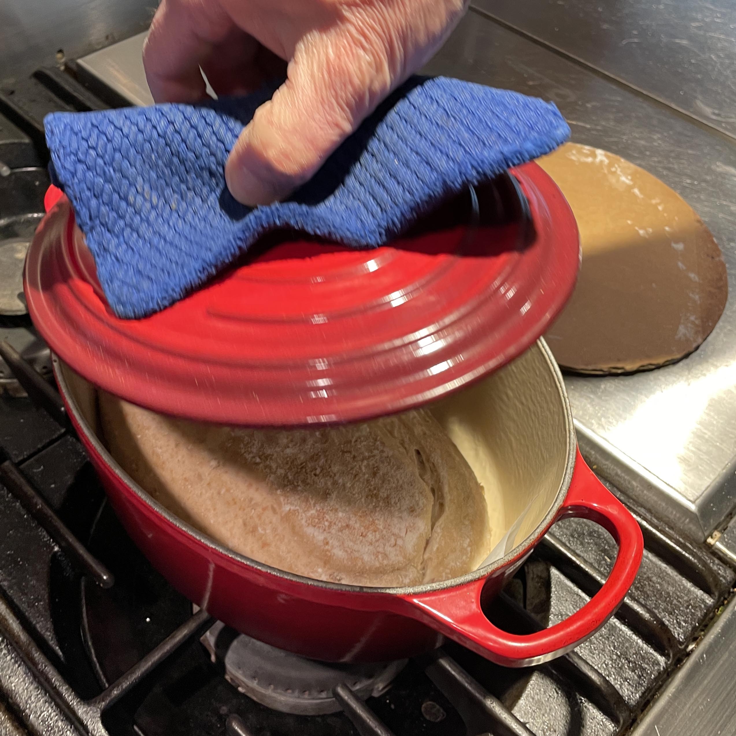 Baking the loaf in the Dutch oven