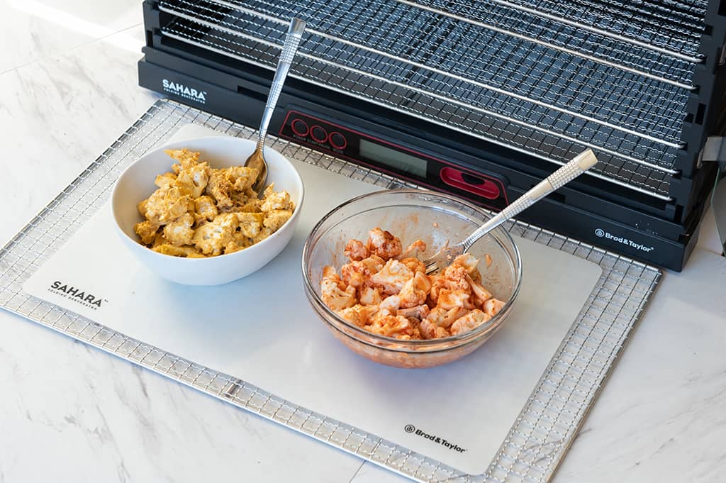 Chopped cauliflower blended and mixed with the spices