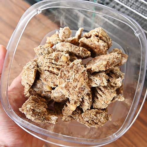 Coco nutty dog treats in a container