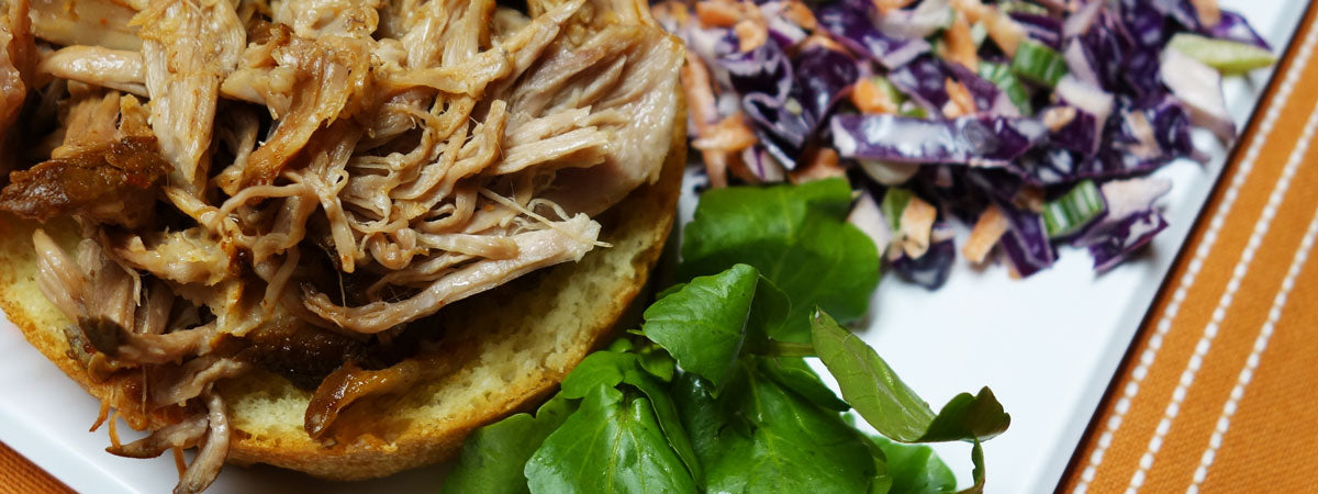 Slow cooked pulled pork and slaw