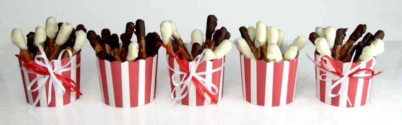 Chocolate dipped pretzels