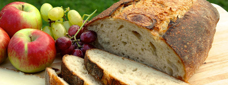 Sliced country sourdough loaf