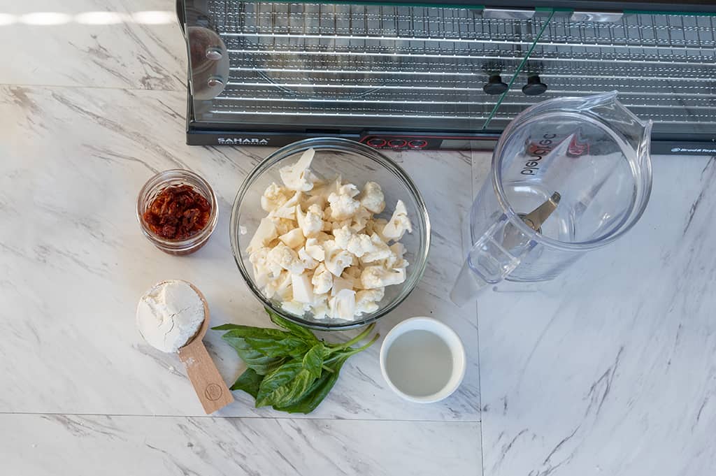 Tomato basil cauliflower popcorn ingredients