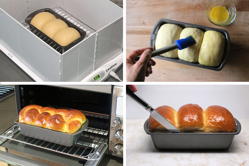 Proofing, glazing, and baking brioche