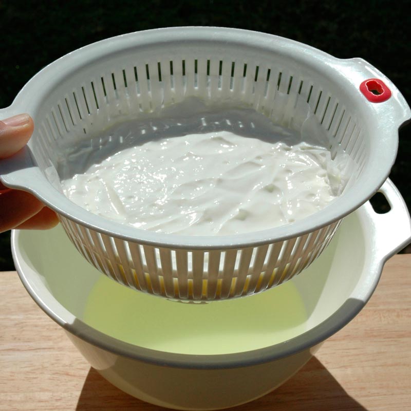yogurt in a drainer