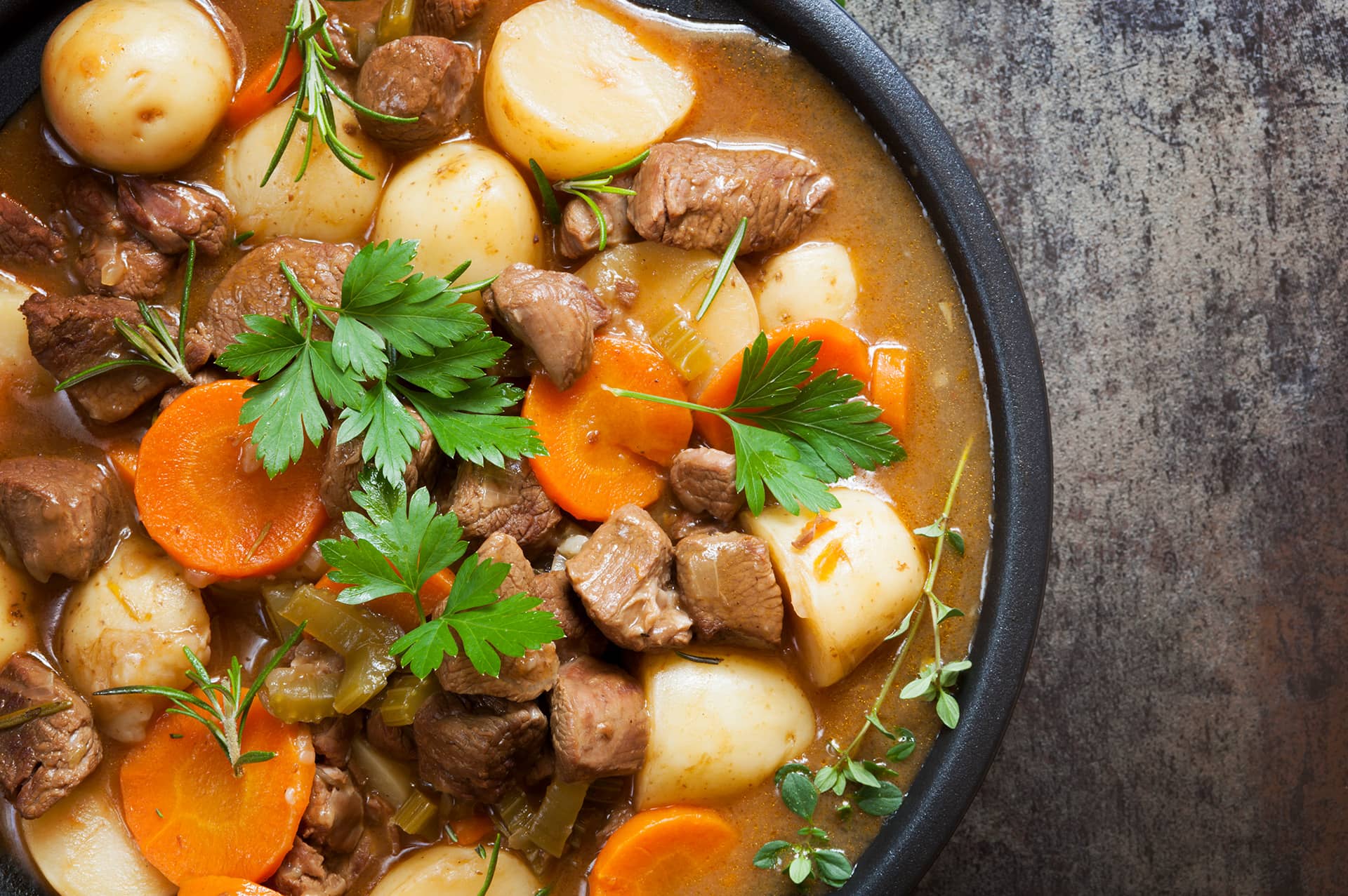Beef stew in a pot