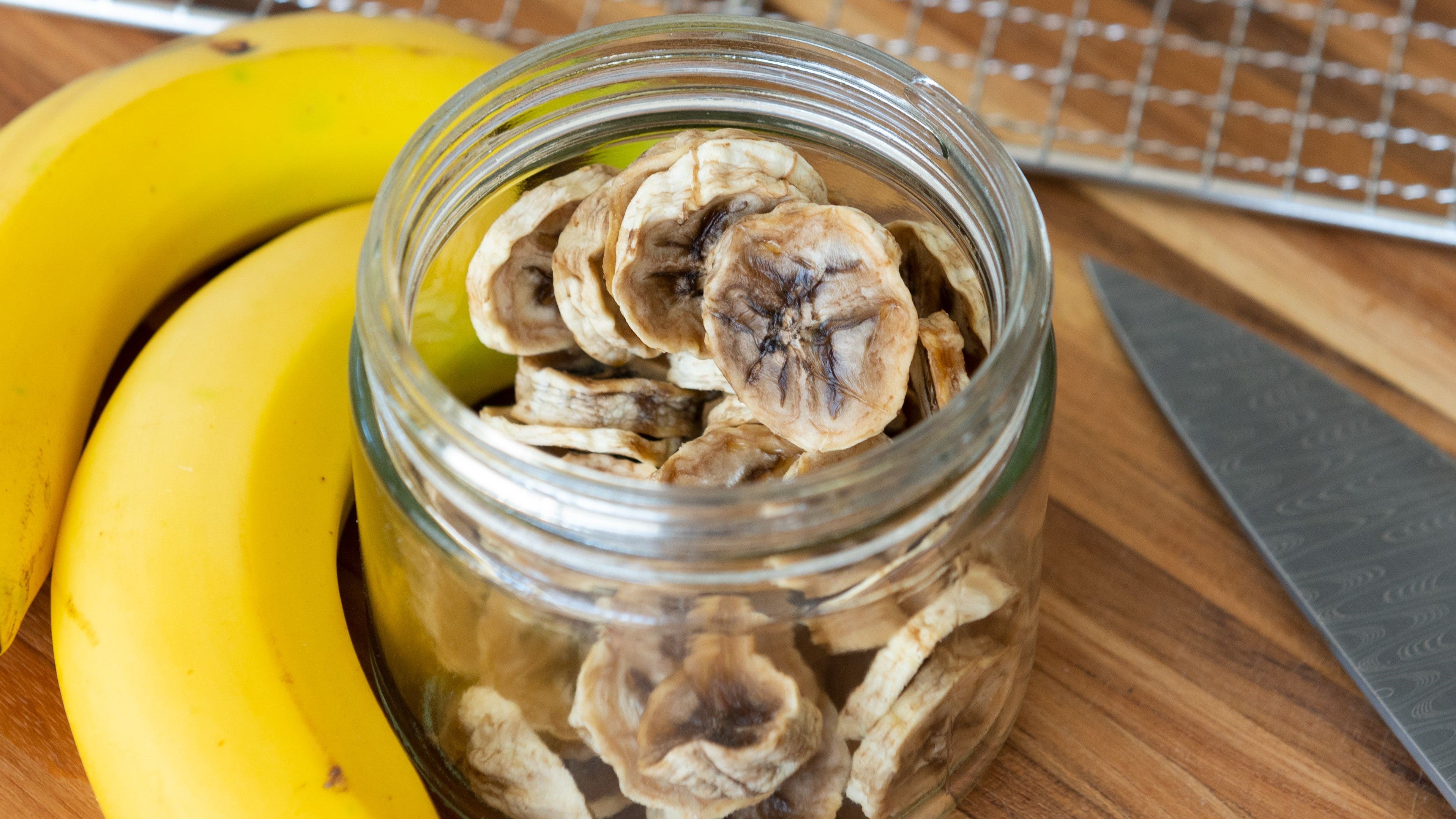 Jar of dried candy banana medallions