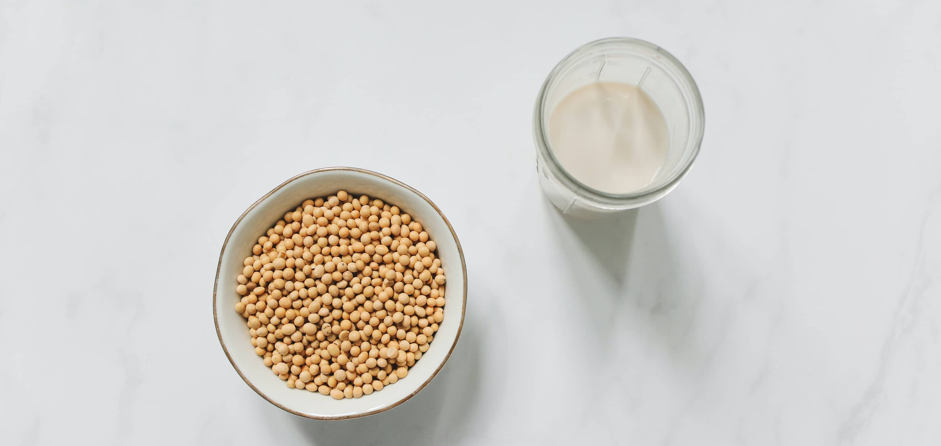 Bowl of soy beans and soy milk