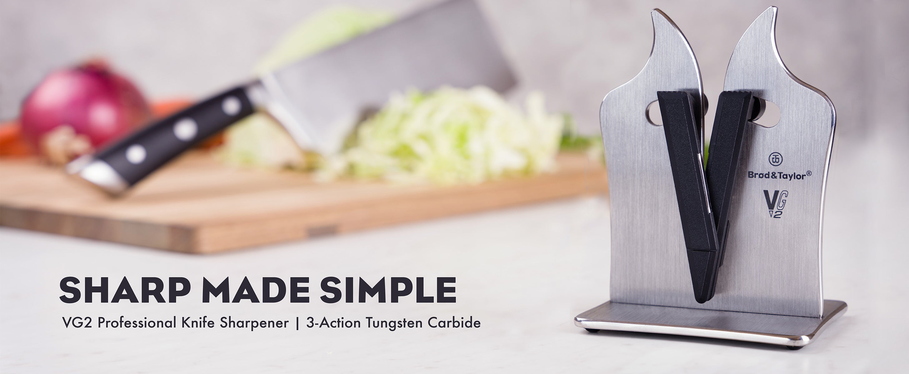 Kitchen Knife Sharpener, Triple-Action Carbide Austrian Tungsten