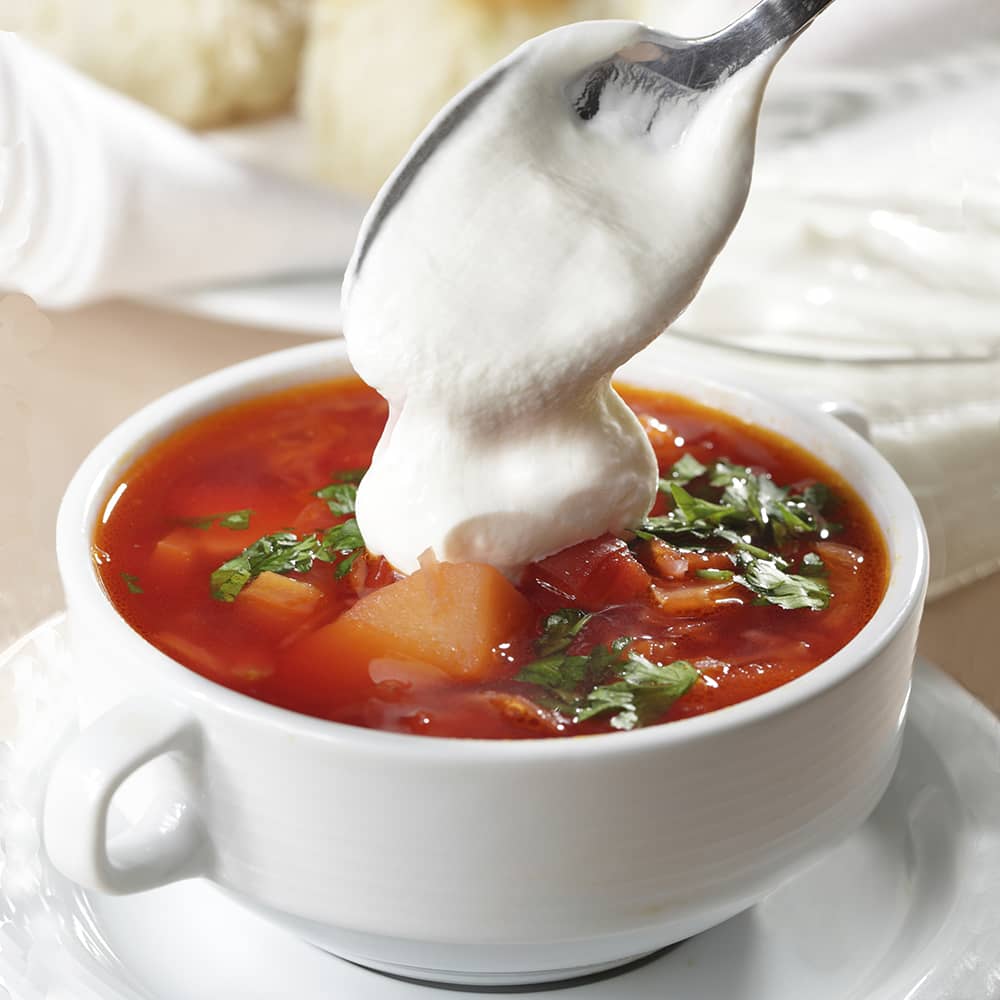 Greek yogurt in tomato soup used as sour cream