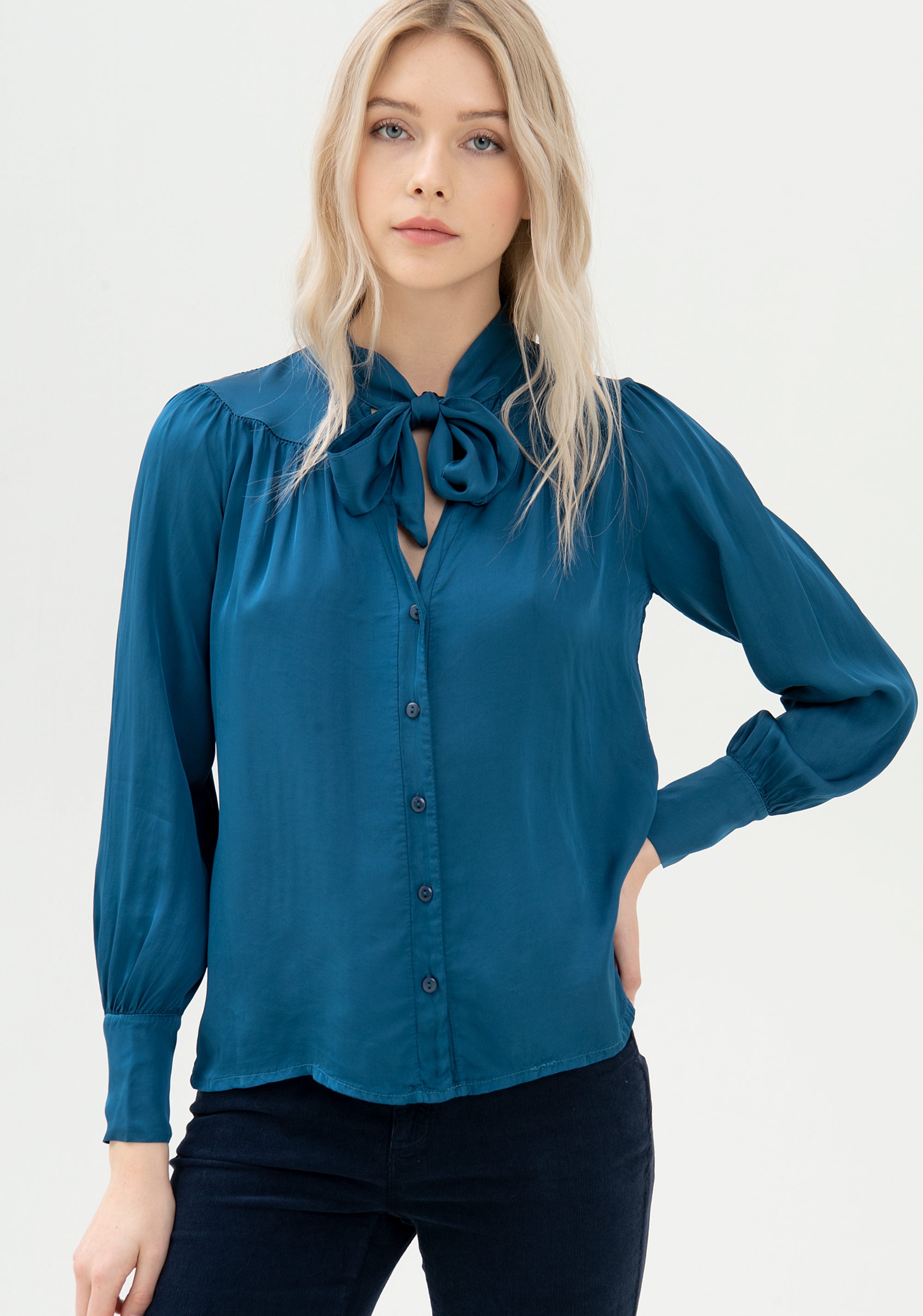 Blouse wide fit made in satin-FRACOMINA – Fracomina Shop Online | World ...