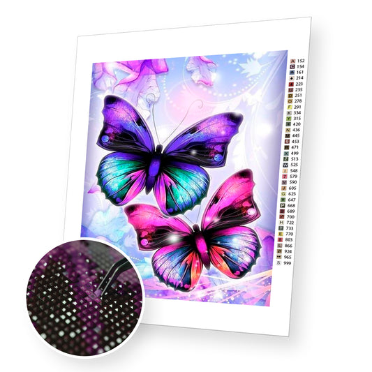 Colorful Cat & Butterfly - Diamond Painting Kit – Just Paint with Diamonds