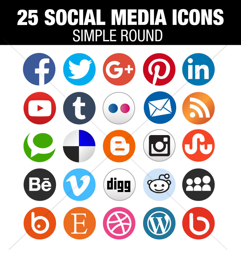 circle flat Social media icons