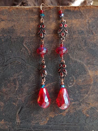 Crystal clear drop earrings with flower bead cap – WeirdWondrous