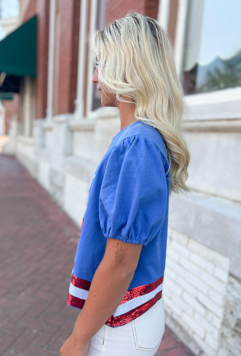 STARS AND STRIPES HEM SEQUIN TEE