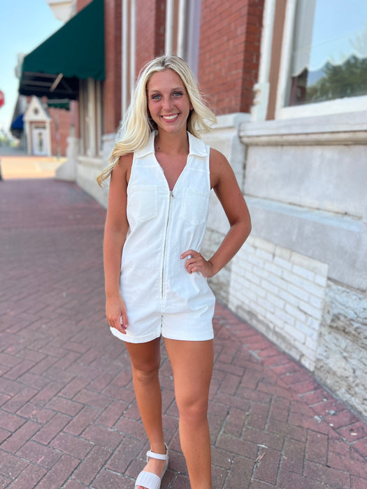 FORTUNATE FLIRT DENIM ROMPER- 2 COLORS