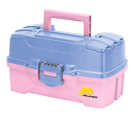 Plano Ready-Set-Fish 3-Tray Tackle Box with Tackle, Aqua Blue/Tan