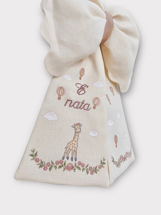 Fiocco nascita celeste baby - ricamo elefantini Safari Dolce marcia –  Embroidery store di Letizia