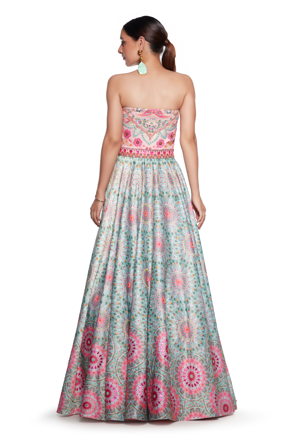 Buy Light Pink Sequins Embroidered Evening Gown Online | Samyakk