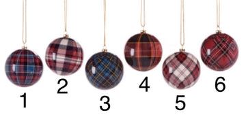 Plaid Ball Ornament (6 Assorted Options)