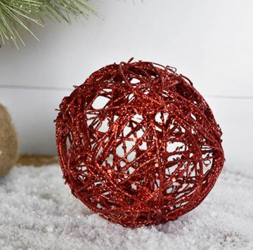 6" Red Glitter Ball