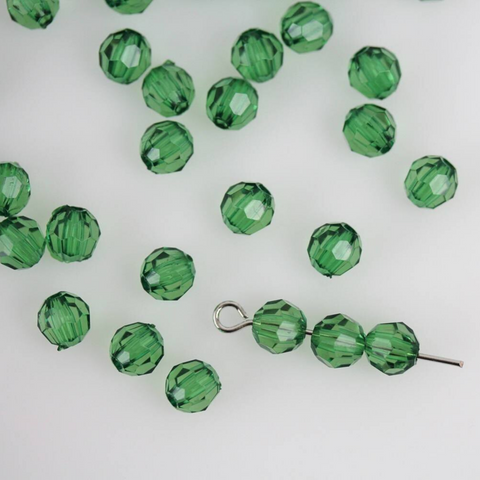 Green Transparent Acrylic Beads - 8mm Round Faceted Beads – Small Devotions