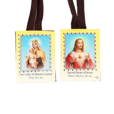 Vintage Inspired Brown Scapular of Our Lady of Mount Carmel Simon