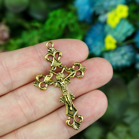 20pcs, Cross Charms, Antique Gold Cross Charms, Beautiful Cross Charms,  Cross Pendants, Fancy Cross Charms, 2 Sided Cross Charms, Findings 