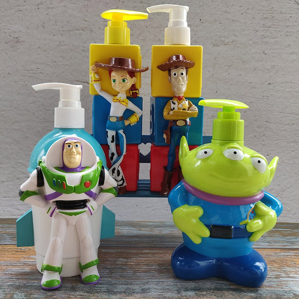 Disney Toy Story Spiderman 320ml Shampoo Bottle  Movie Woody Buzz Lightyear Alien Model Toy Box lotion hand soap bottled