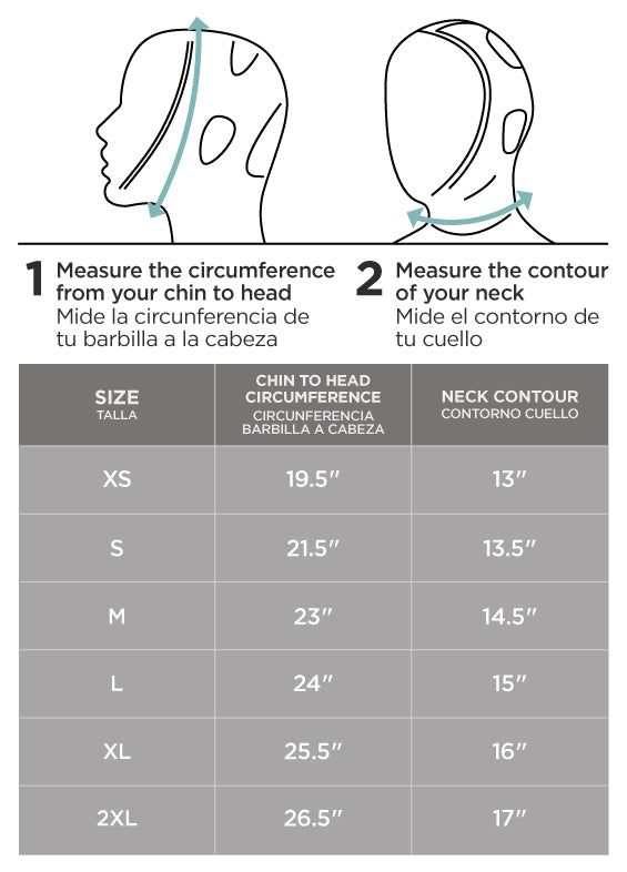 Guía de tallas para prendas faciales