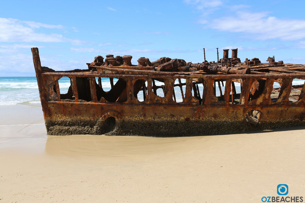 Side view of the wreck of the SS Maheno on Fraser Island