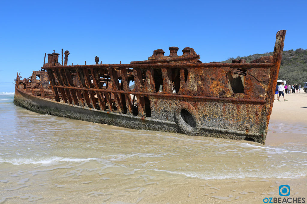 Skeletal shipwreck revealed by beach erosion on US island