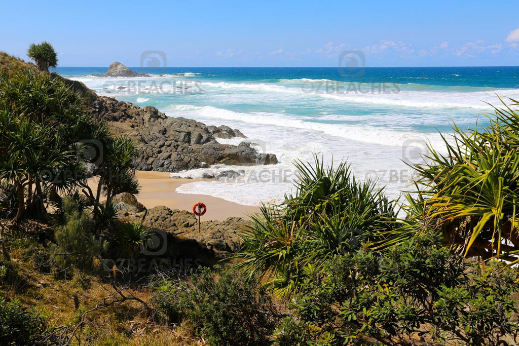 Life buoy on a pole at Kings Beach near Broken Head in NSW