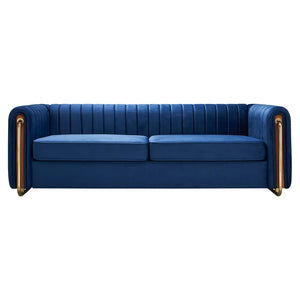 Modern Blue Velvet Sofa - Salvage & Co Fishers