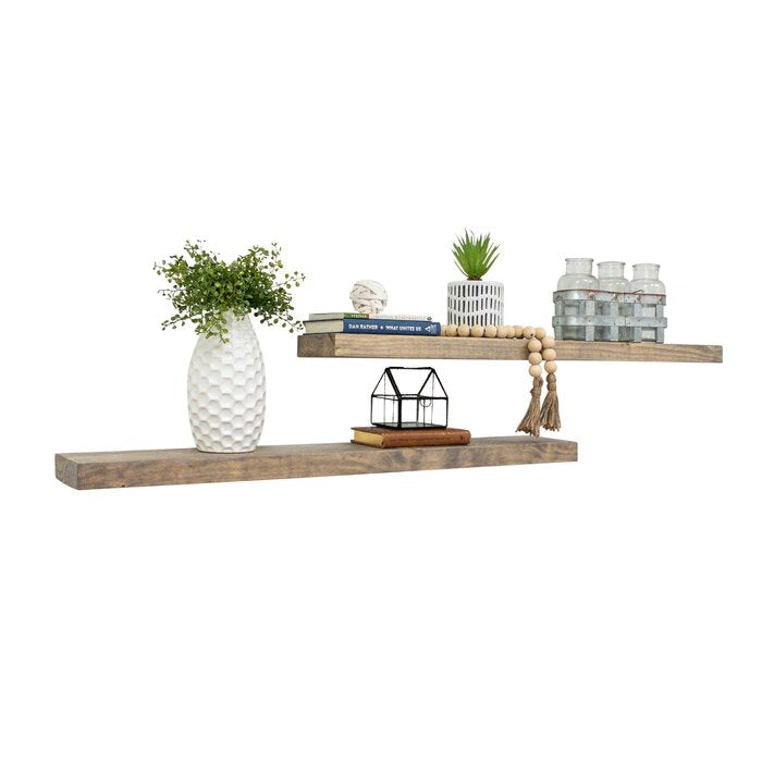 Gray Solid Wood Floating Shelf - Set of 2 (308MM)