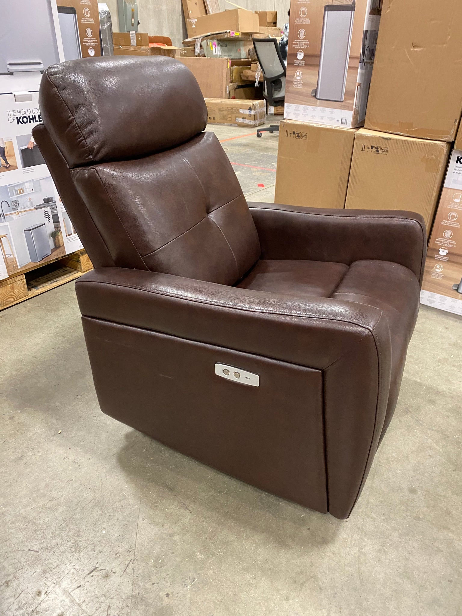 rochester leather power swivel recliner