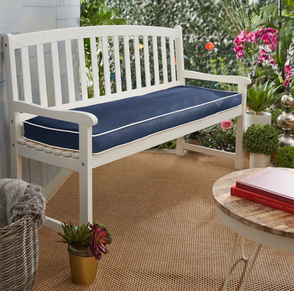 Indoor/Outdoor Sunbrella Bench Cushion ONLY Navy Blue Size: 3”H x 46”W ...