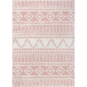 Madison Shag Cossima Moroccan Geometric Pink 5 ft. 3 in. x 7 ft. 3 in. Area Rug(1661RR)
