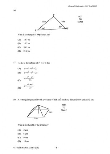 Past hsc trial papers general mathematics