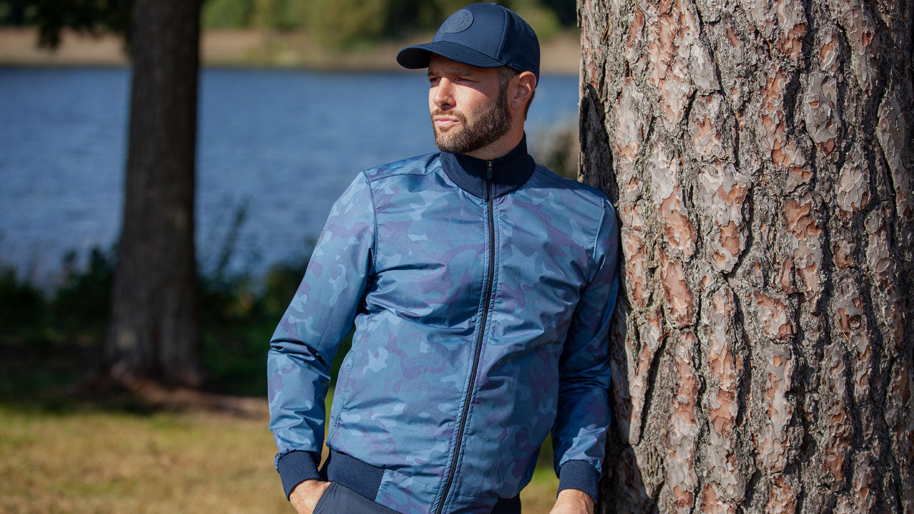 Galvin Green Lake Jacket | Blue Camouflage Bomber