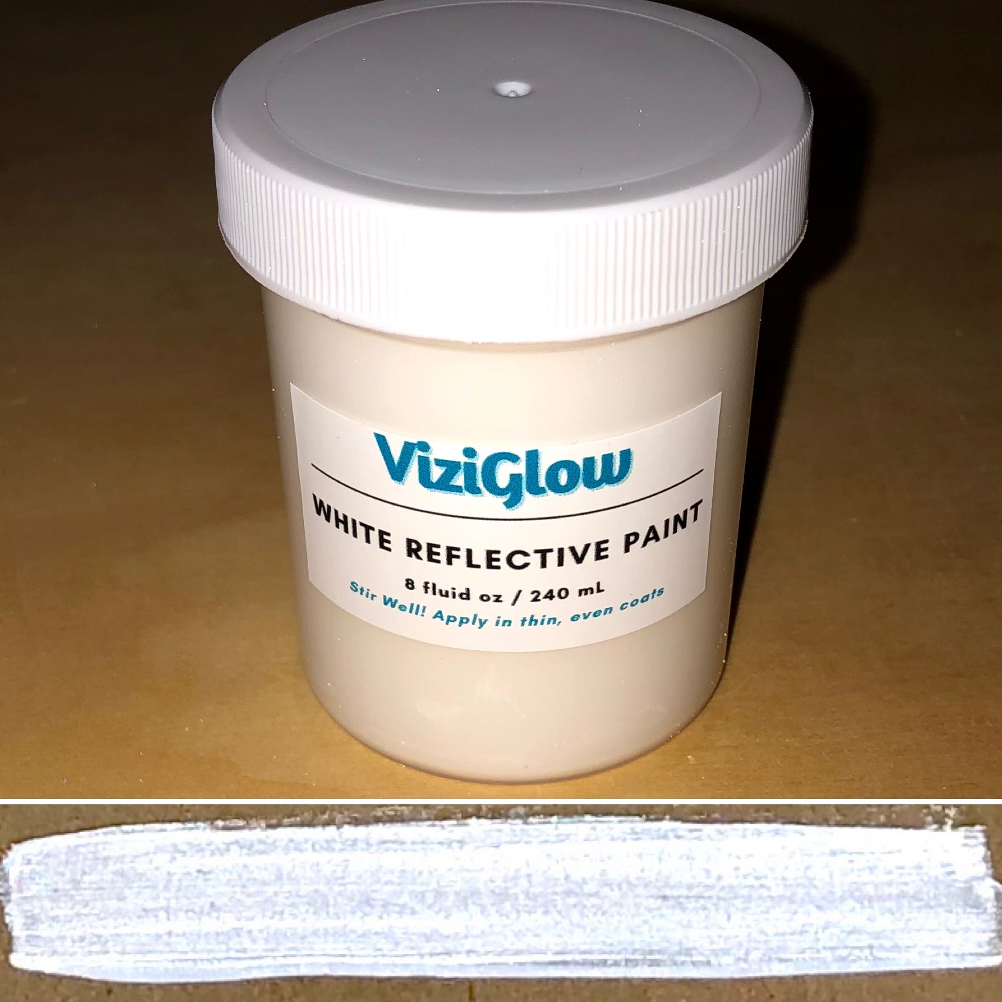 White Reflective Paint – 8 oz – high-visibility, reflective, paint  solution, outdoor use - ViziGlow