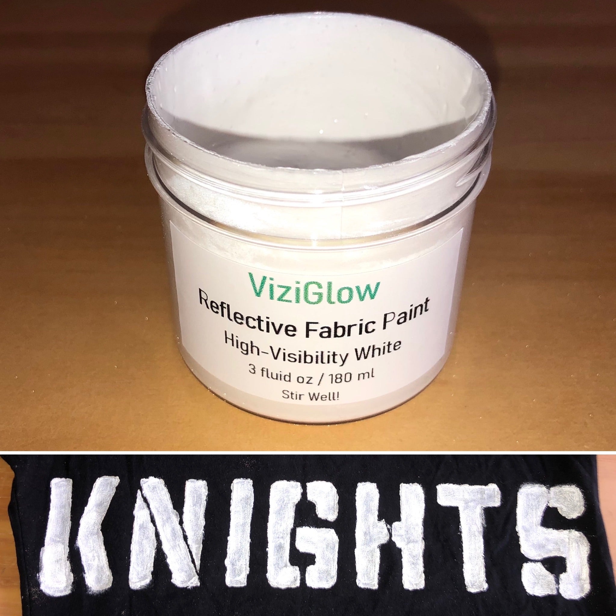 Reflective Acrylic Leather Paint – 3 oz – White and Silver - ViziGlow