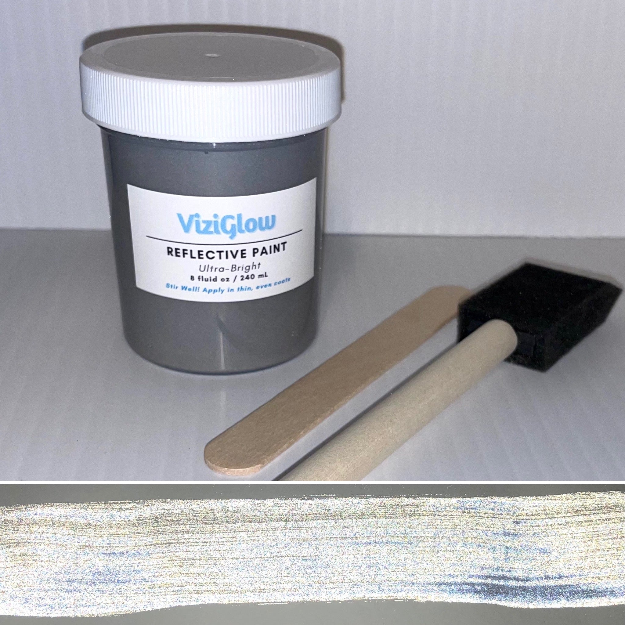 Ultra Bright Silver Reflective Paint - 8 oz - high-visibility, reflective,  silver paint solution