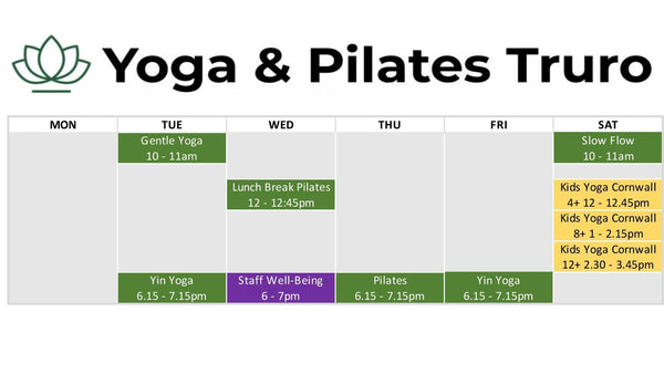 Yoga & Pilates Truro Schedule June 2022