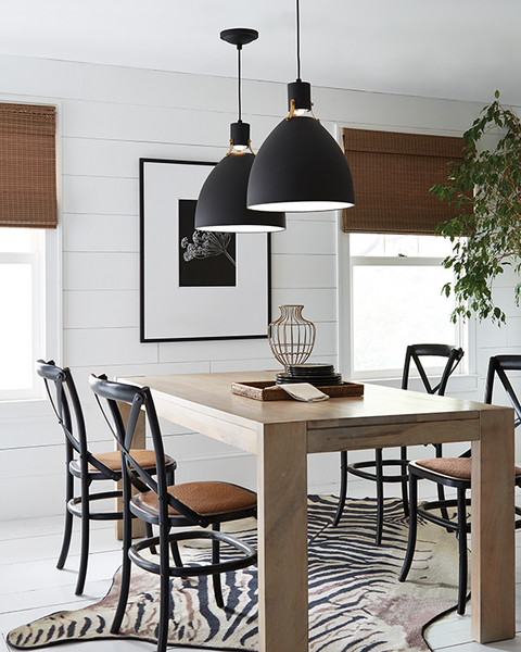 17W Matte Black Pendant Lights with Leather Accents