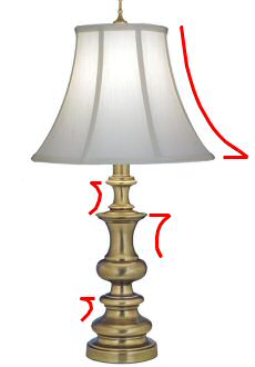 A bell shade on a curved base